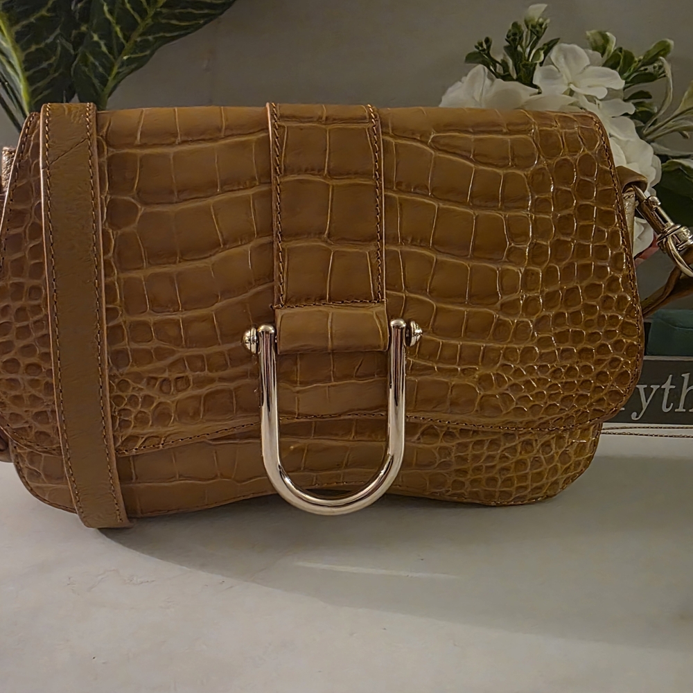 Vince Camuto Croc-Embossed Brown Crossbody Bag